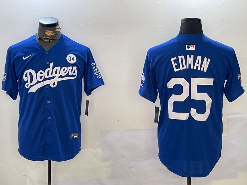 Men Los Angeles Dodgers #25 Edman Blue Game 2024 Nike MLB Jersey style 1121->los angeles dodgers->MLB Jersey
